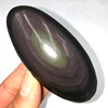 Wholesale Natural Rainbow Obsidian Quartz Reiki Crystal Palm For Healing