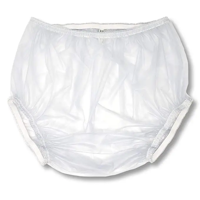 PVC Adult Baby Incontinence Snaper Diaper Rubber Pants White. 