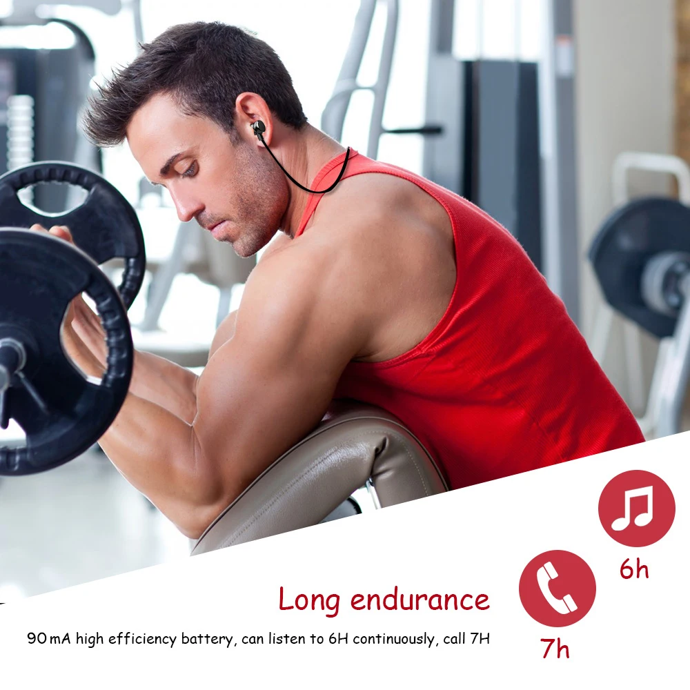 IPX3 Magnetic Headset Stereo Wireless Mobile Sport BT Earphone with Mic