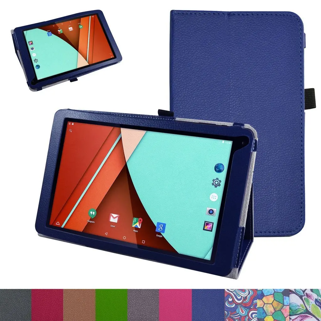 Fusion5 104A GPS Case,Mama Mouth PU Leather Folio Stand Cover for 10.1" Fusion5 104A GPS Android 5.1 Tablet PC,Dark Blue