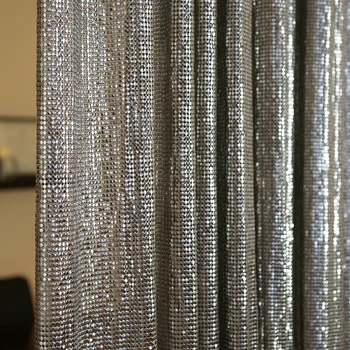 silver curtain fabric