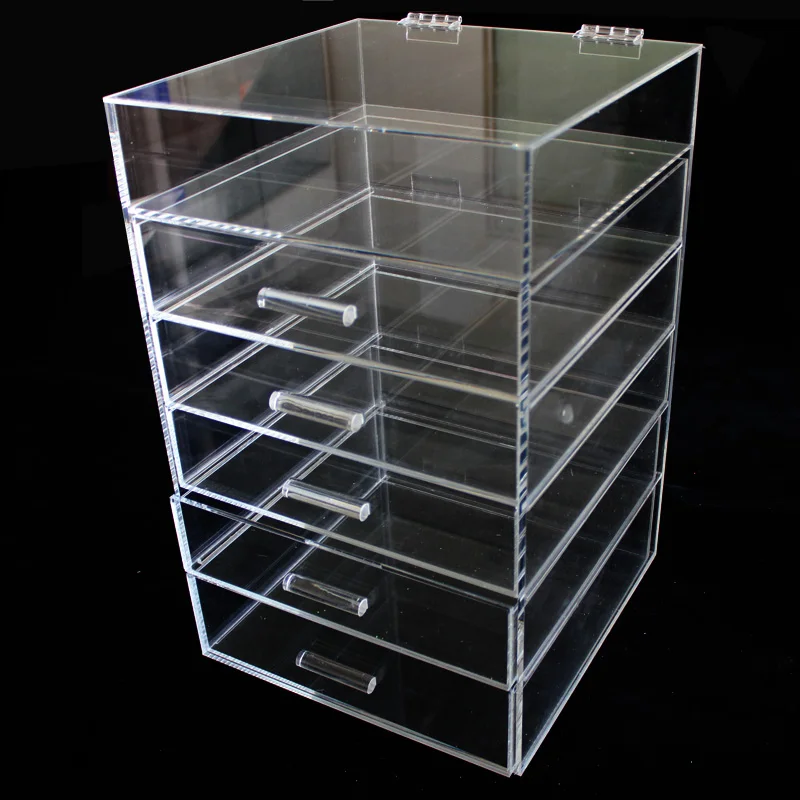 Wholesale Plastic Custom Beautify Extra Large 6 Tier Clear Acrylic Cosmetic Makeup Storage Cube