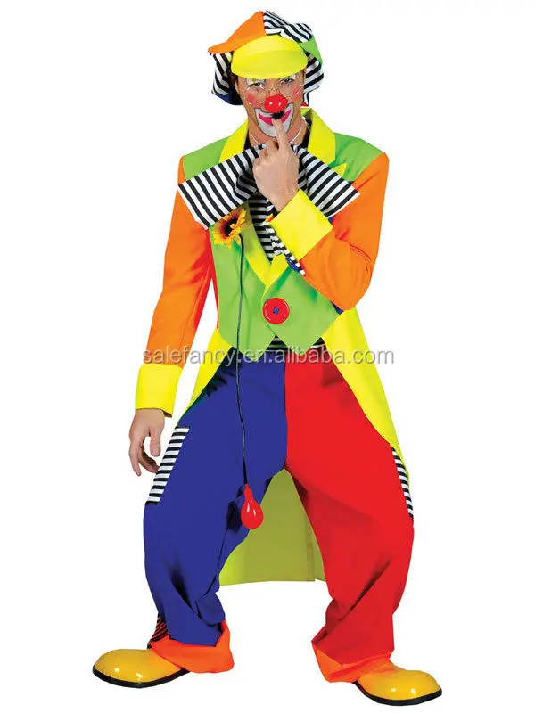 Adult La Circus Clown Costume Mens Fancy Dress Outfit Male Carnival Stag New