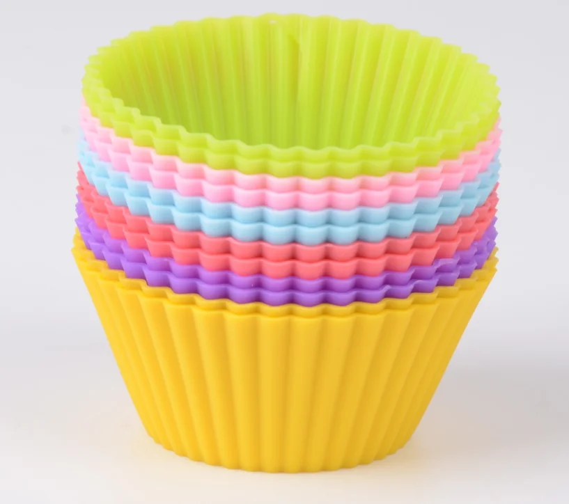 12pk Reusable Silicone Baking Cups Cupcake Mold For Baking Cakes Freezer,Microwave,And Oven