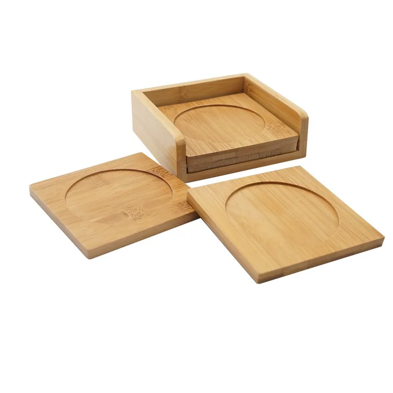 Bamboo Coasters 4 Pack With Holder 100 Natural Stylish Furniture