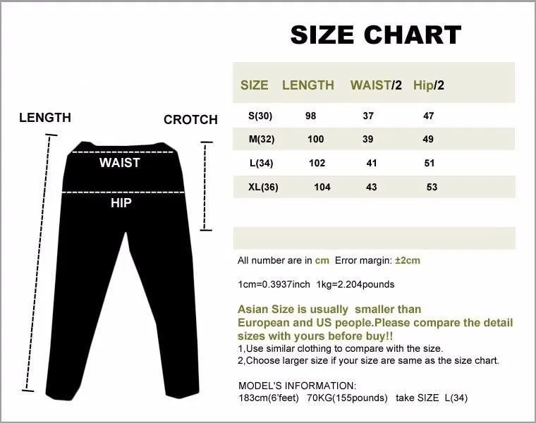 French Pants Size Chart