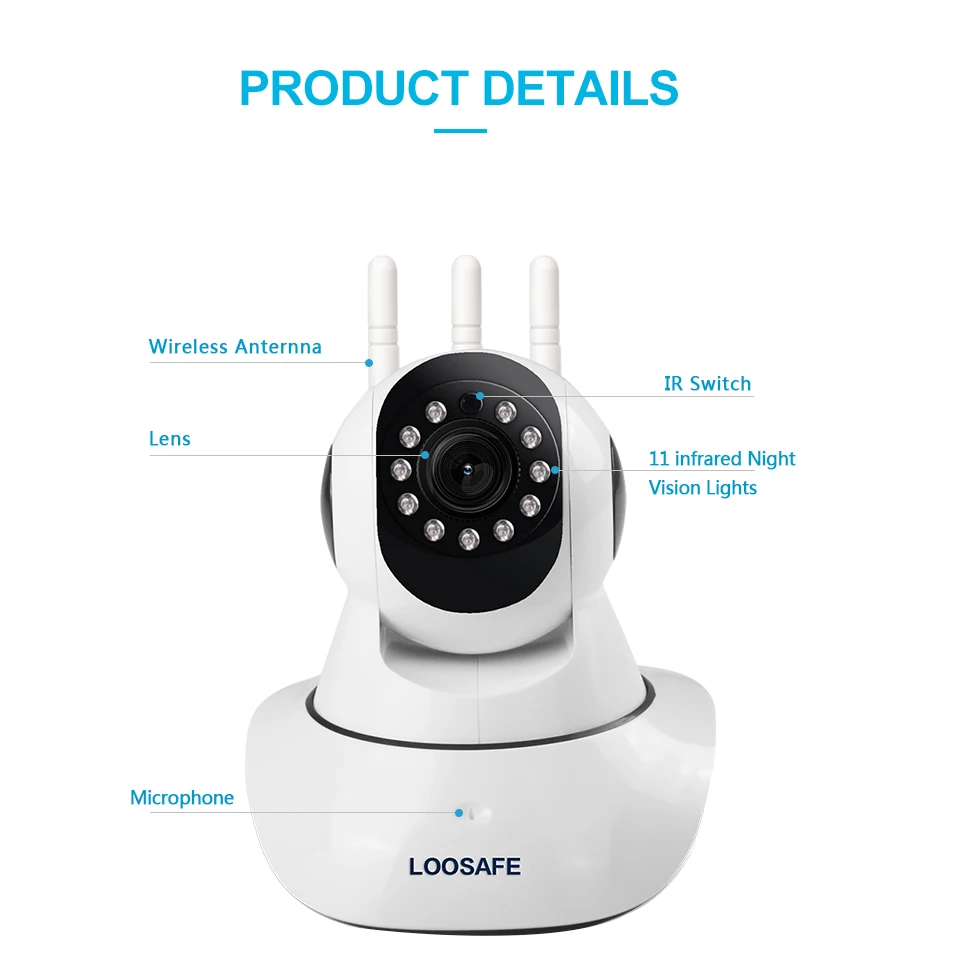 loosafe wireless wifi indoor ip network cctv home security camera