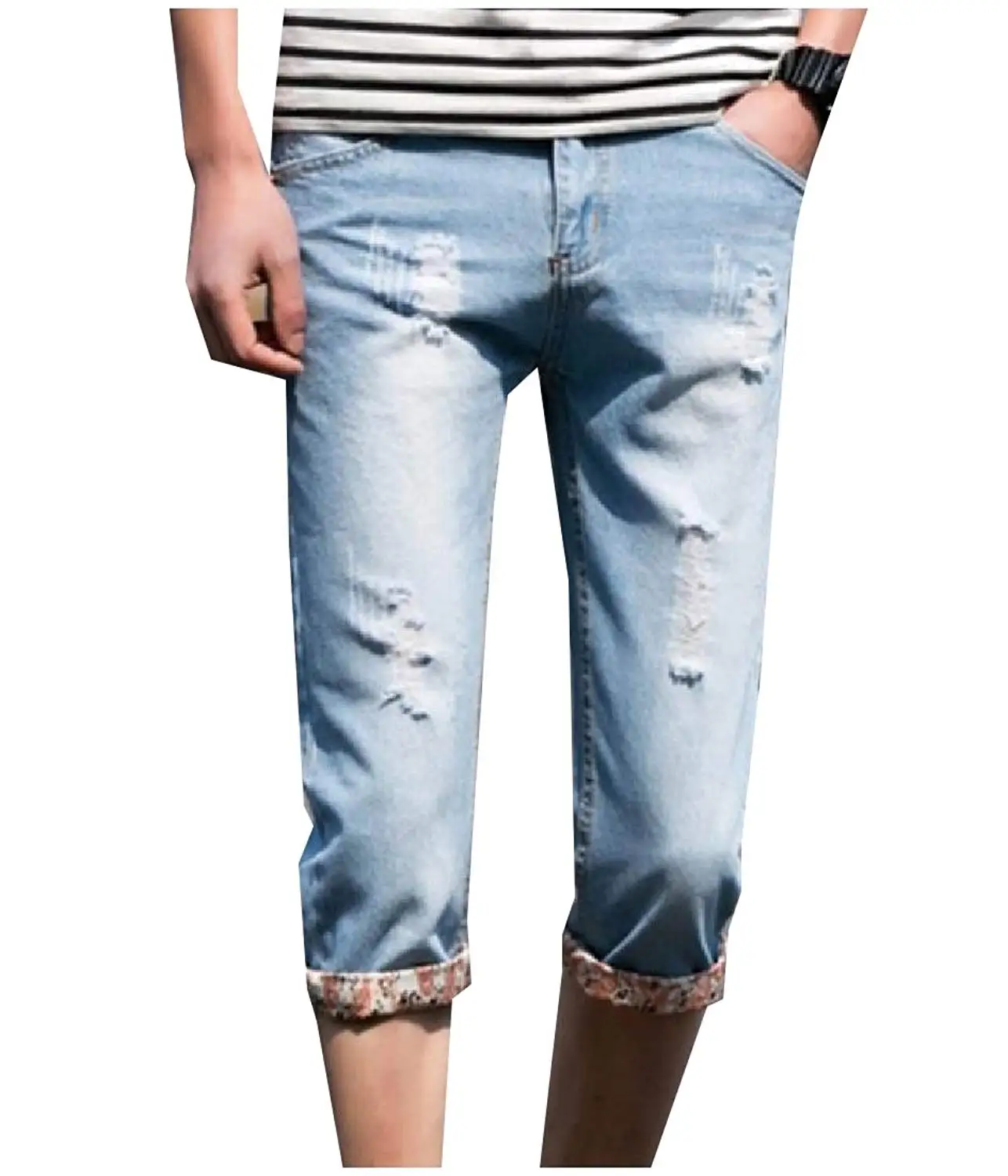 CBTLVSN Womens Harem Destroyed Stylish Denim Destroyed Ripped Hole Overalls Pant Jumpsuits
