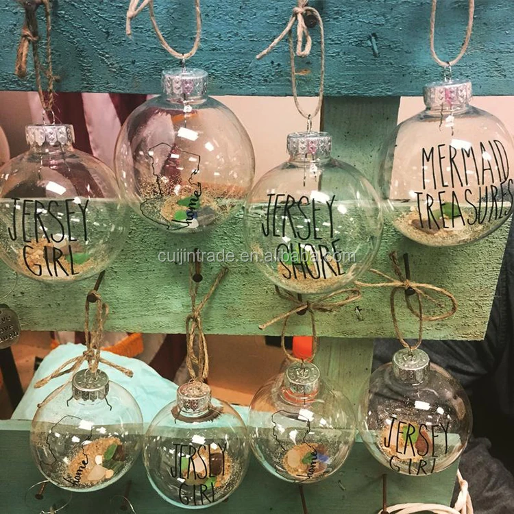 Wholesale Wedding Clear Bauble Ornament Personalized Hand Blown Glass
