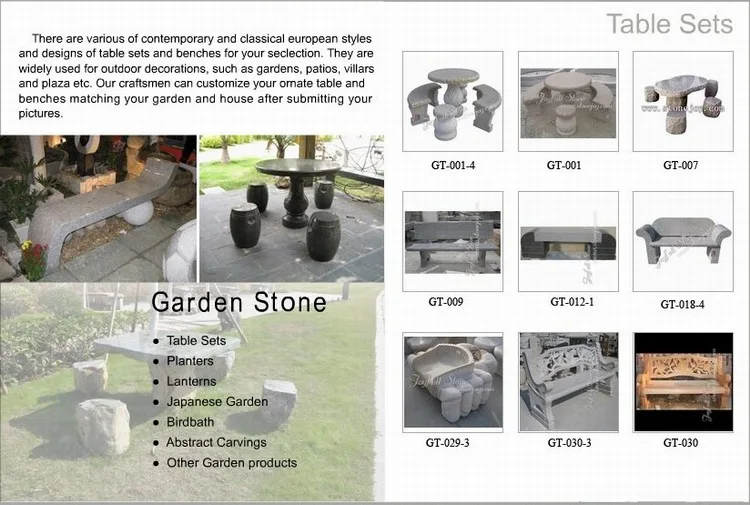 Wheel Style Granite Bench, stone bench with backrest