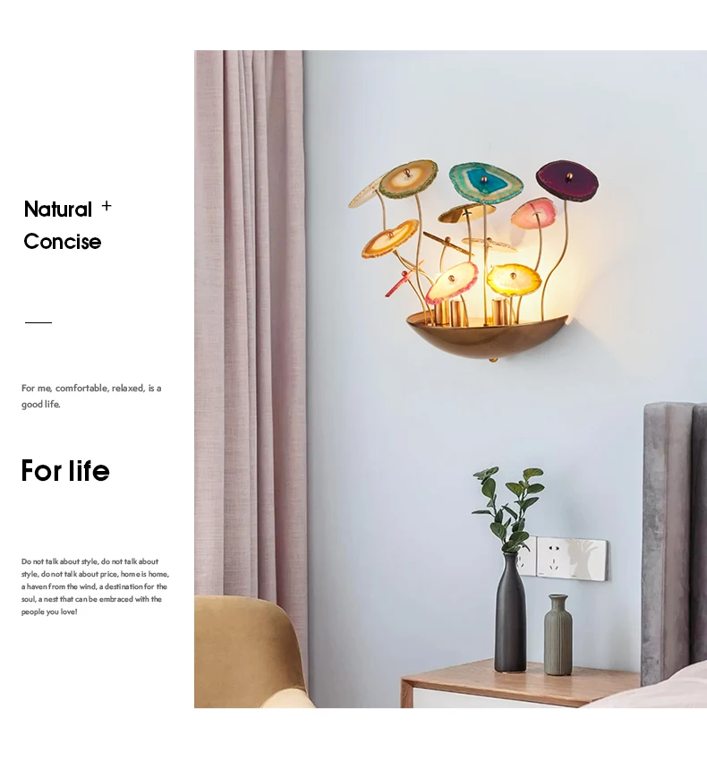 art indoor coffee shop Modern Fancy  exterior decorative wall lights  agate colorful wall lamp