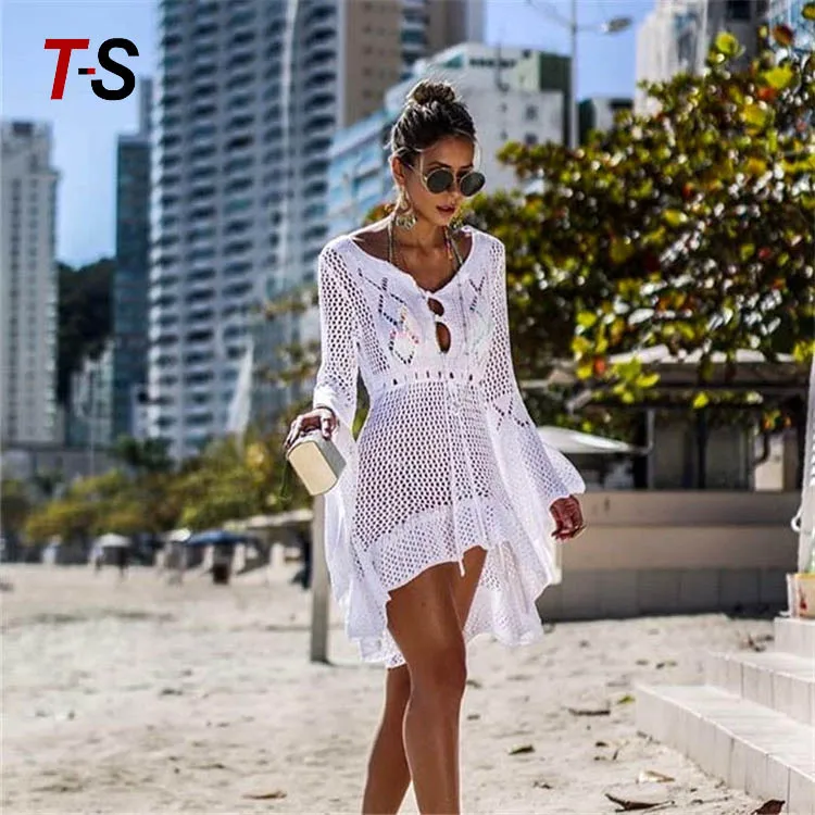 Women's Bathing Suit Cover Up Lace Crochet Swimwear Beach Crochet Dress