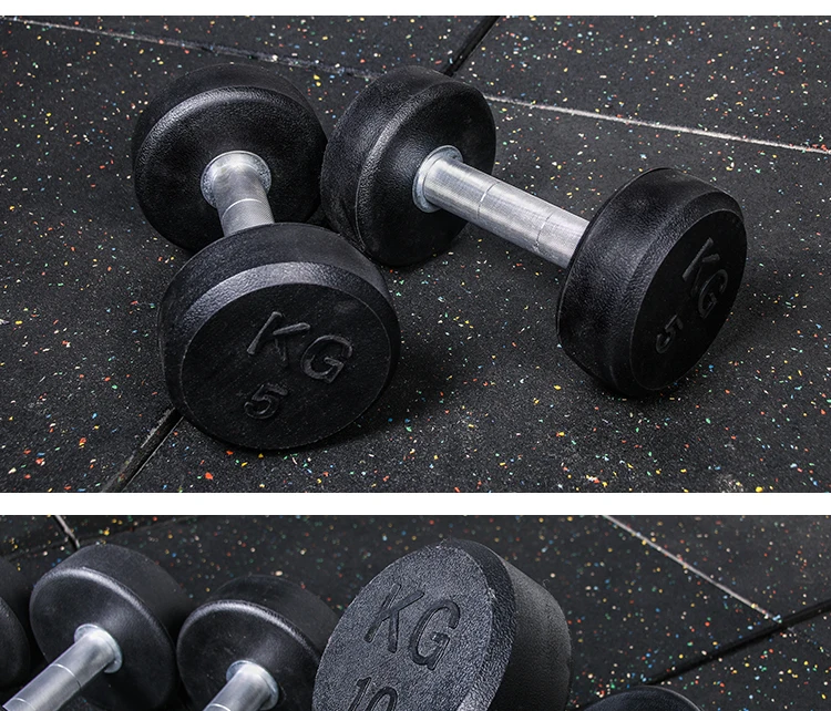 Commercial Free Weight Set Fixed Wholesale Round Rubber Dumbbell