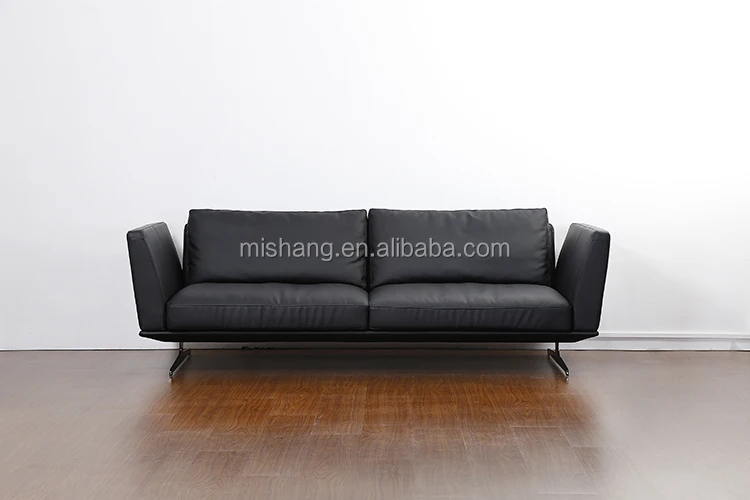 North America furniture black modern leather sofa set