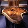 made in Shanghai dining furniture design walnut dinner slab table