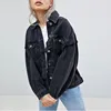 jean jacket wholesale dropped shoulder black denim jacket women