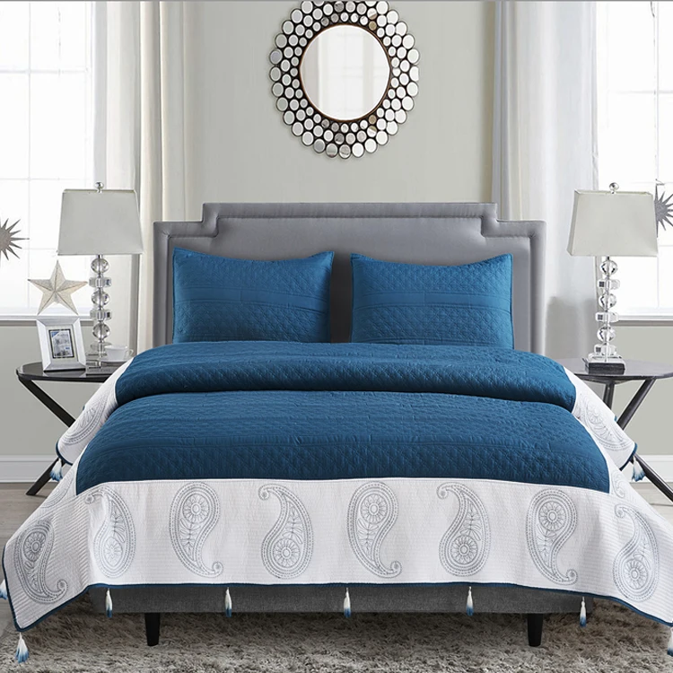 Twin Size Comfort Bed Sheet Set 100 Cotton Plain Paisley Tassel