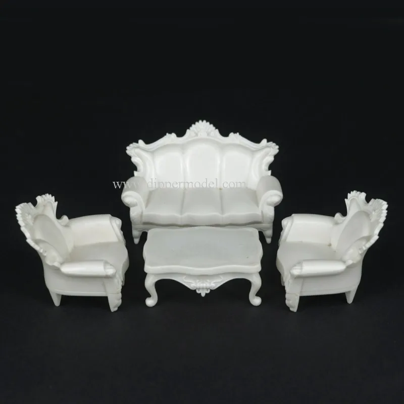 1 20 25 30 Scale White Plastic Euro Style Model Sofa Furniture For Architectural Layout