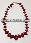 DARK RED PAPER BEADED NECKLACE - KENYA