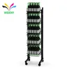 Flooring metal wire liquor bottle display shelf with wheels
