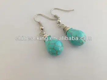 Wire Wred Teardrop Earring High Quality Turquoise Stone Dangle Wire Wred Teardrop Earring High Quality Turquoise Stone Dangle Earrings Natural Jewelry
