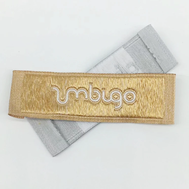 high density woven label clothing tags custom end fold woven