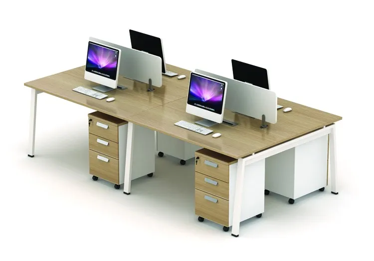 Melamine Table Top Office 4 Seat Bench Workstations Staff Computer
