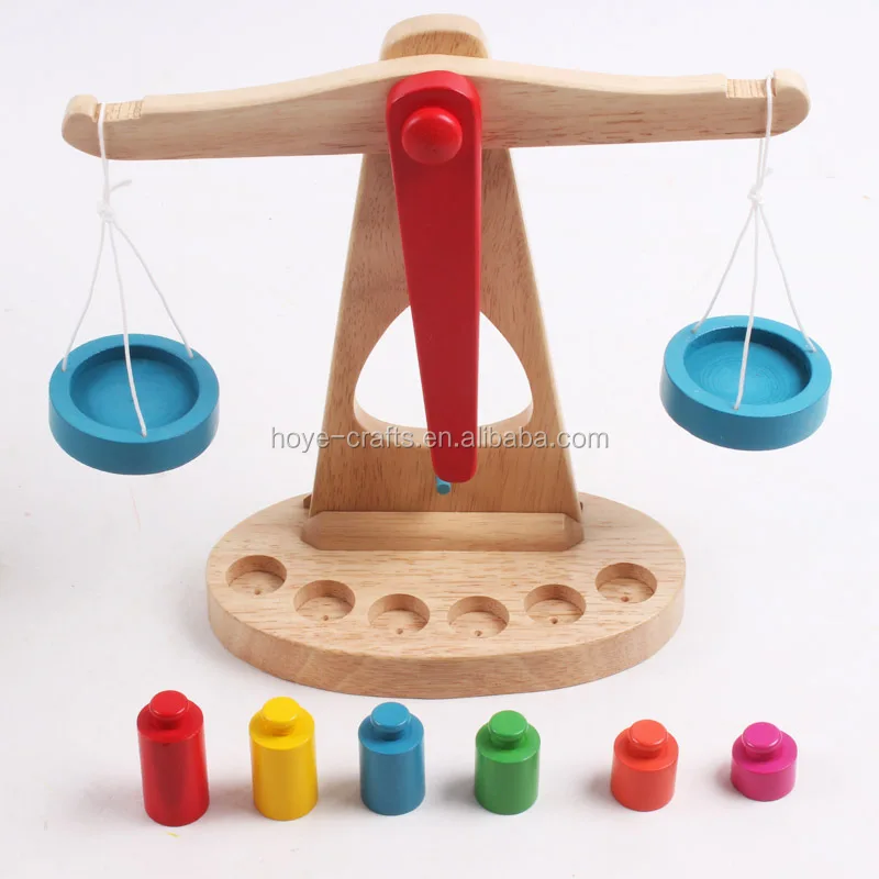 Báscula de equilibrio balanza de madera con pesas para tienda de juguetes hombre compra cargar balanza de madera 