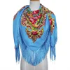 Wholesale 2019 hot sale warm winter square scarf fashion 110cm luxury flower print tassel woman classic russian square shawl