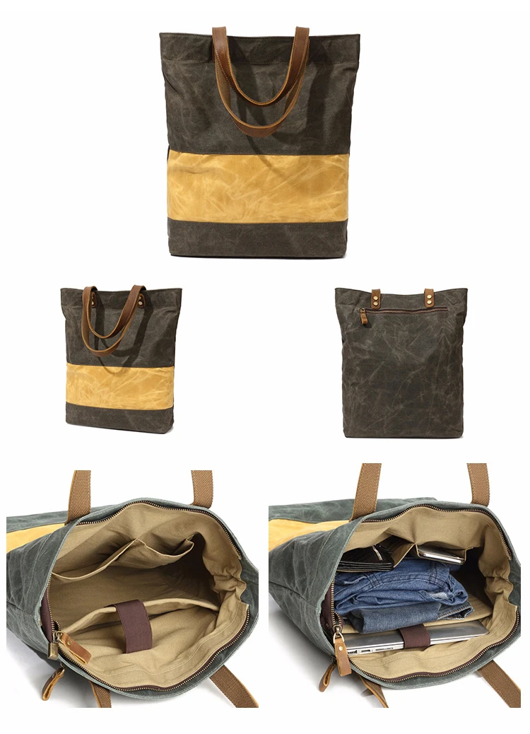 New design ECO friendly vintage brand waxed canvas water proof ladies women satchel handbag tote shoulder hand bag