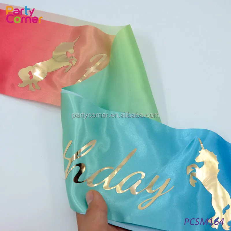 Customized Happy Birthday Girl Sash Unicorn Birthday Sash - Buy Birthday Sash,Birthday Girl Sash,Unicorn Sash Product on Alibaba com
