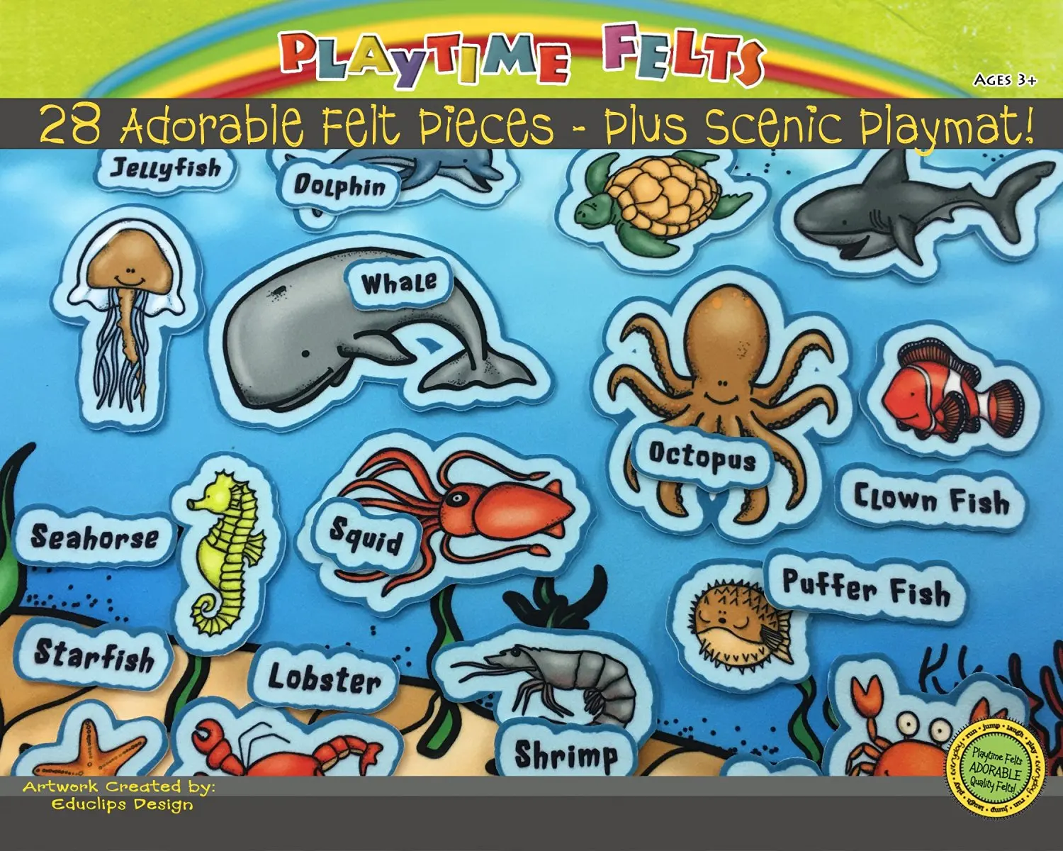 Buy Ocean Creatures & Their Names Felt Set with Wonderous Blue Sea