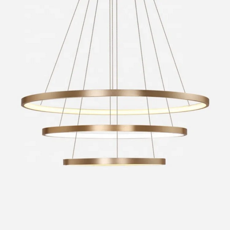 Zhongshan factory supplier modern light fixtures big led round gold chandelier pendant lights