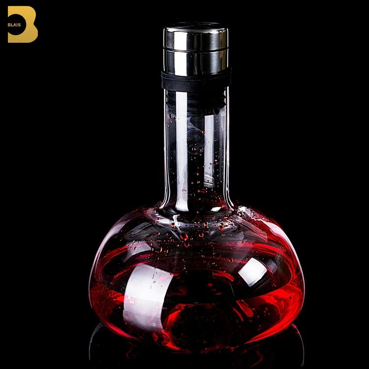 Handmade Wine Glassware 1.5 L Slanted Mouth Bulk Glass Decanter