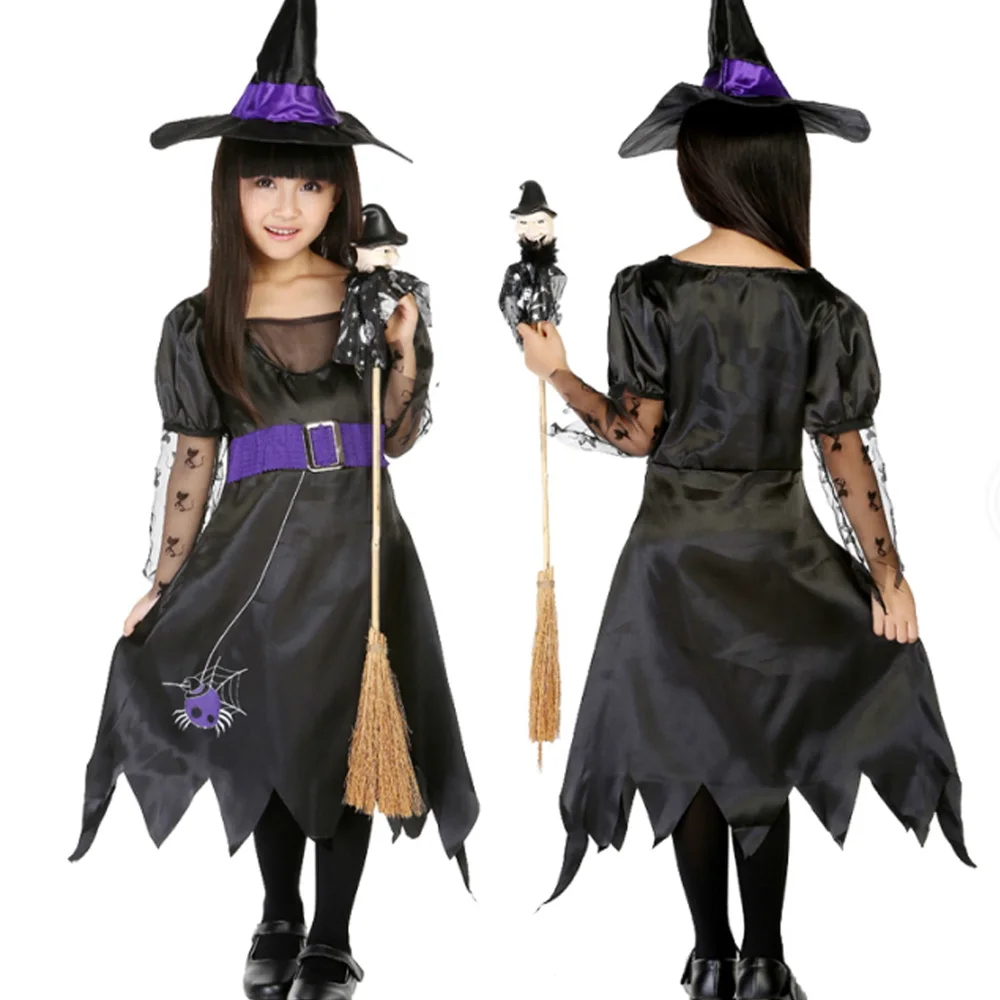 かわいいコスプレ子供用パープルブラックウィッチハロウィンパフォーマンスプリンセスドレス Buy Children Witch Costume Witch Hat Dress For Halloween Party High Quality Little Witch Fancy Dress High Quality Children Girls Party Costume Product On Alibaba Com