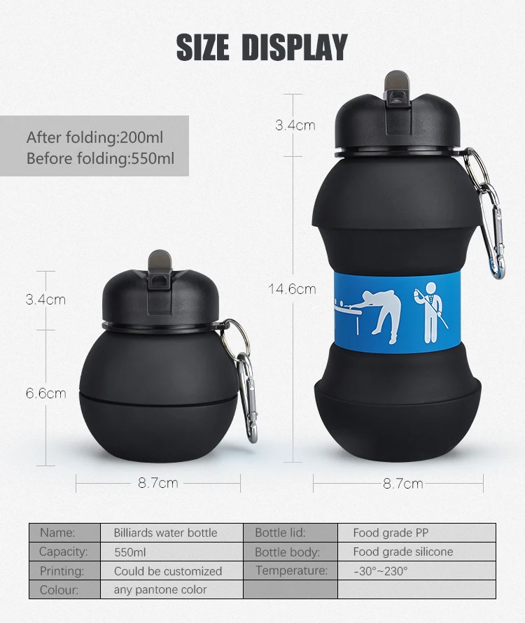 Ball Smart Packaging Cheap Reusable Water Bottles Black With Strap