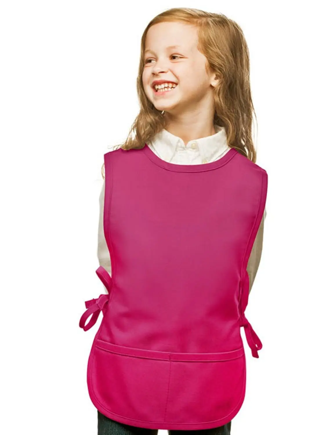 Hot Pink Kids Art Smock, Cobbler Apron, Poly/Cotton Twill Fabric