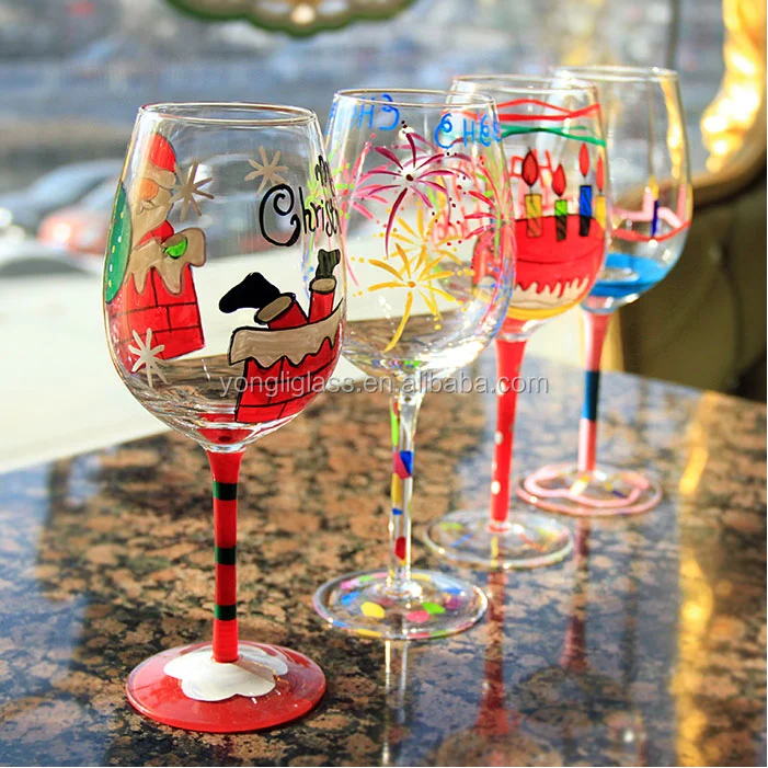 Chinese factory glassware antique colored wine glass cups goblet for red wine, decorative crystal glass for christmas home goods