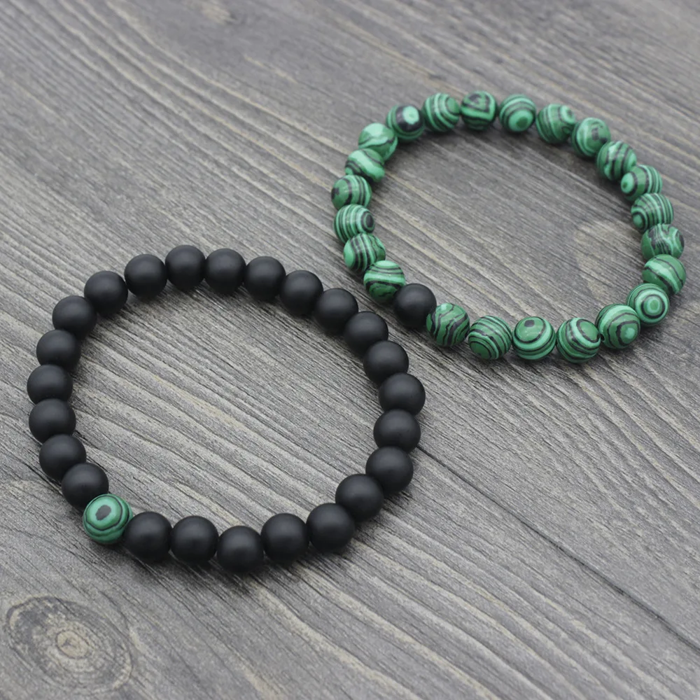 Natural Stone Black Fashion Onyx Custom Charm Bead Bracelet Wholesale