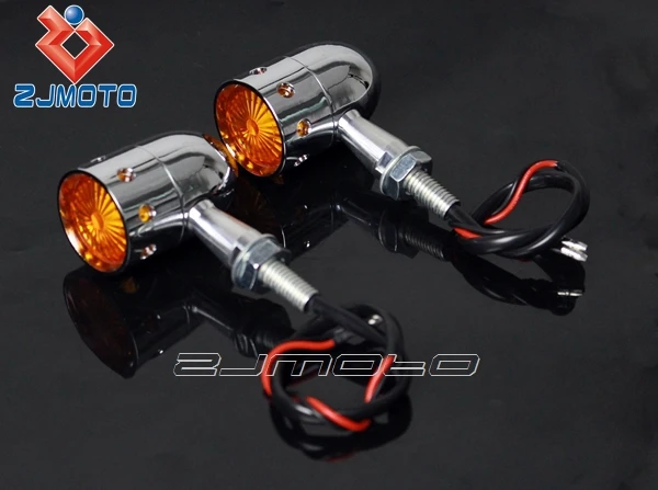 ZJMOTO Factory Price Custom Chrome Aluminum Turn Signal Lights Super Bright LED Motorcycle Indicators For Cruiser Chopper