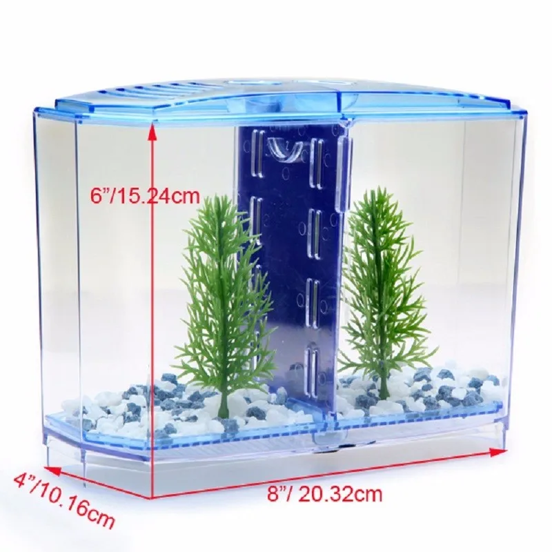 Acrylic Double Betta Aquarium Bowl Fighting Fish Mini House Incubator ...