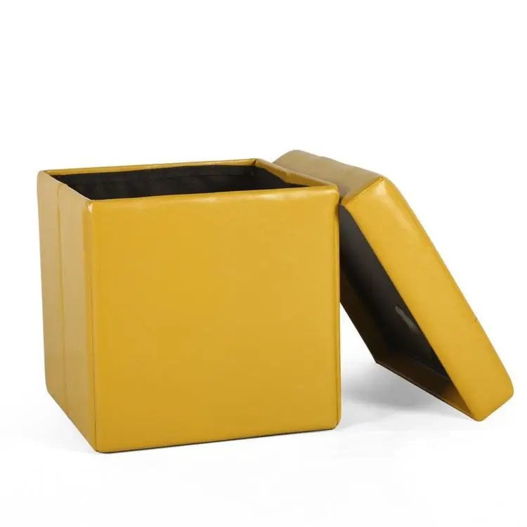 Banco De Taburete De Reposapiés Plegable De Cuero Sintético De Pvc