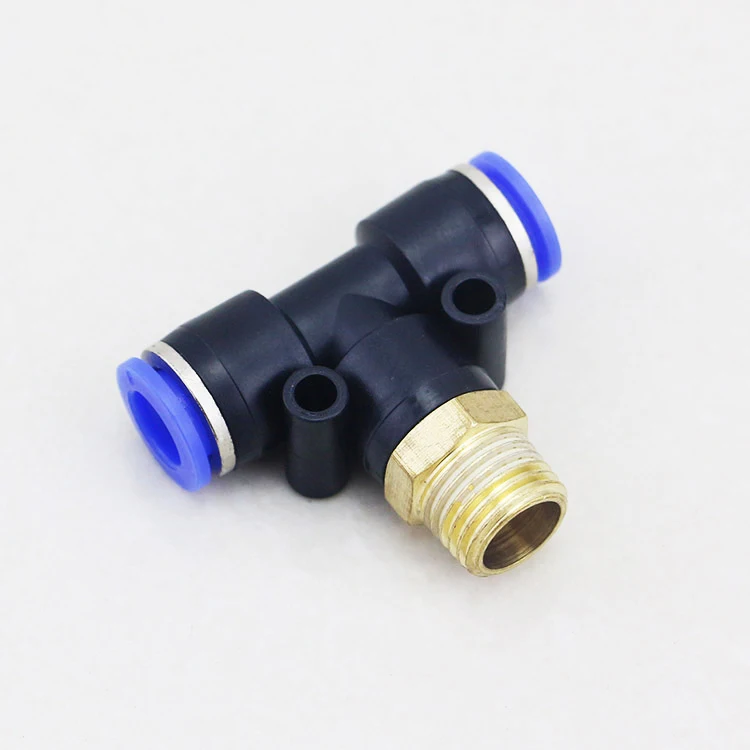 Plastic PB T Type Tee Joint Tube 3 Ways Elbow Pneumatic Pipe Fittings Union Connector