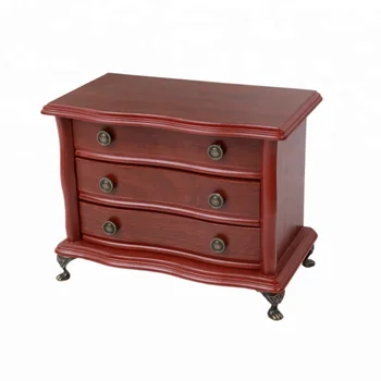 Dark Brown Vintage Jewelry Cabinet Mirrored Multi Drawer Wooden