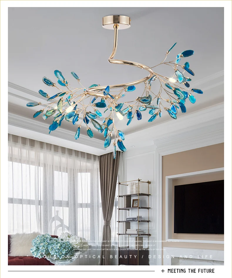 Nordic lamps living room lamp chandelier simple modern bedroom lamp villa newlywed house branch lighting