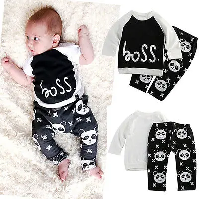 Baby Boys Girl T shirt Pants Panda Leggings Two piece Outfits Set Casual Clothes