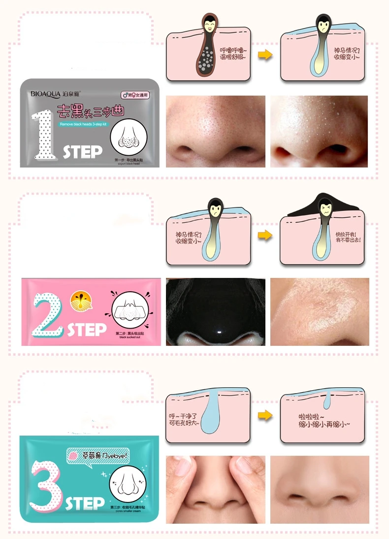 Bioaqua Remove Blackhead Mask In Three Steps