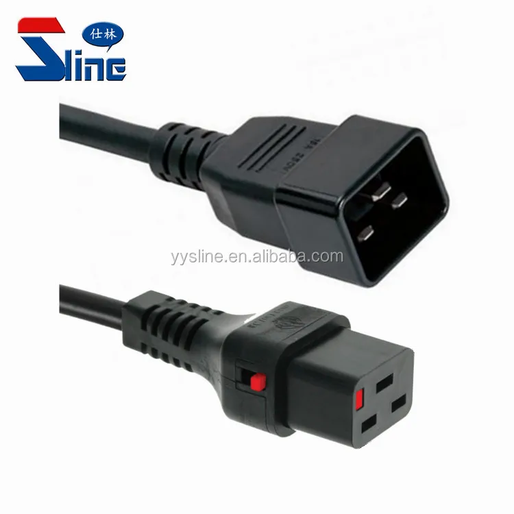 16a Pdu Power Extension Cord Plug With Auto Locking Iec 320 C19 To C20