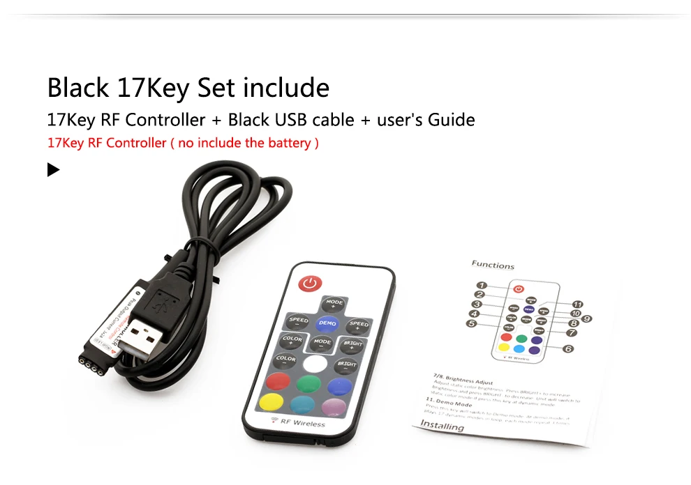 DC5V USB RF 17key RGB led strip controller