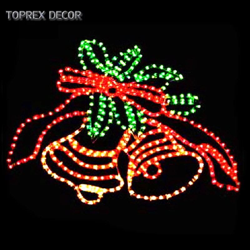 TOPREX DECOR customized 2d pole led christmas bell star flag motif light